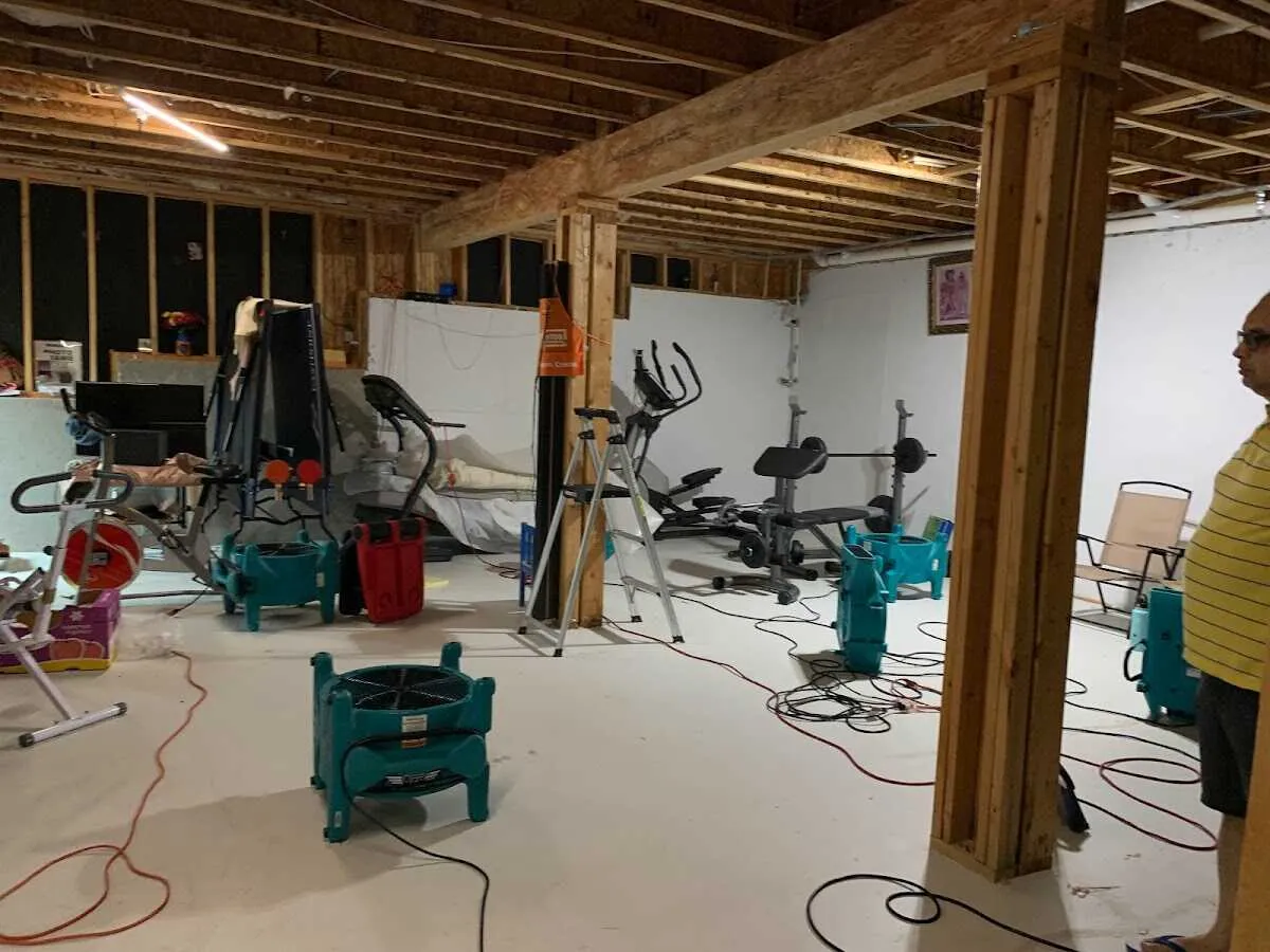 Basement drying equipment setup for Contents Cleaning & Restoration in Mahtomedi